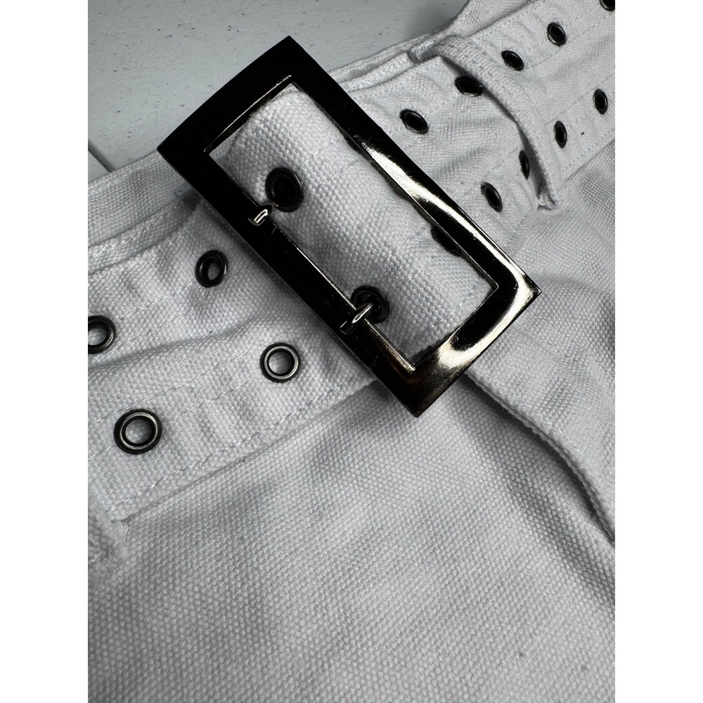 Princess Polly White Denim Cargo Mini Skirt with Wide Grommet Belt Size US 2 - Picture 4 of 4